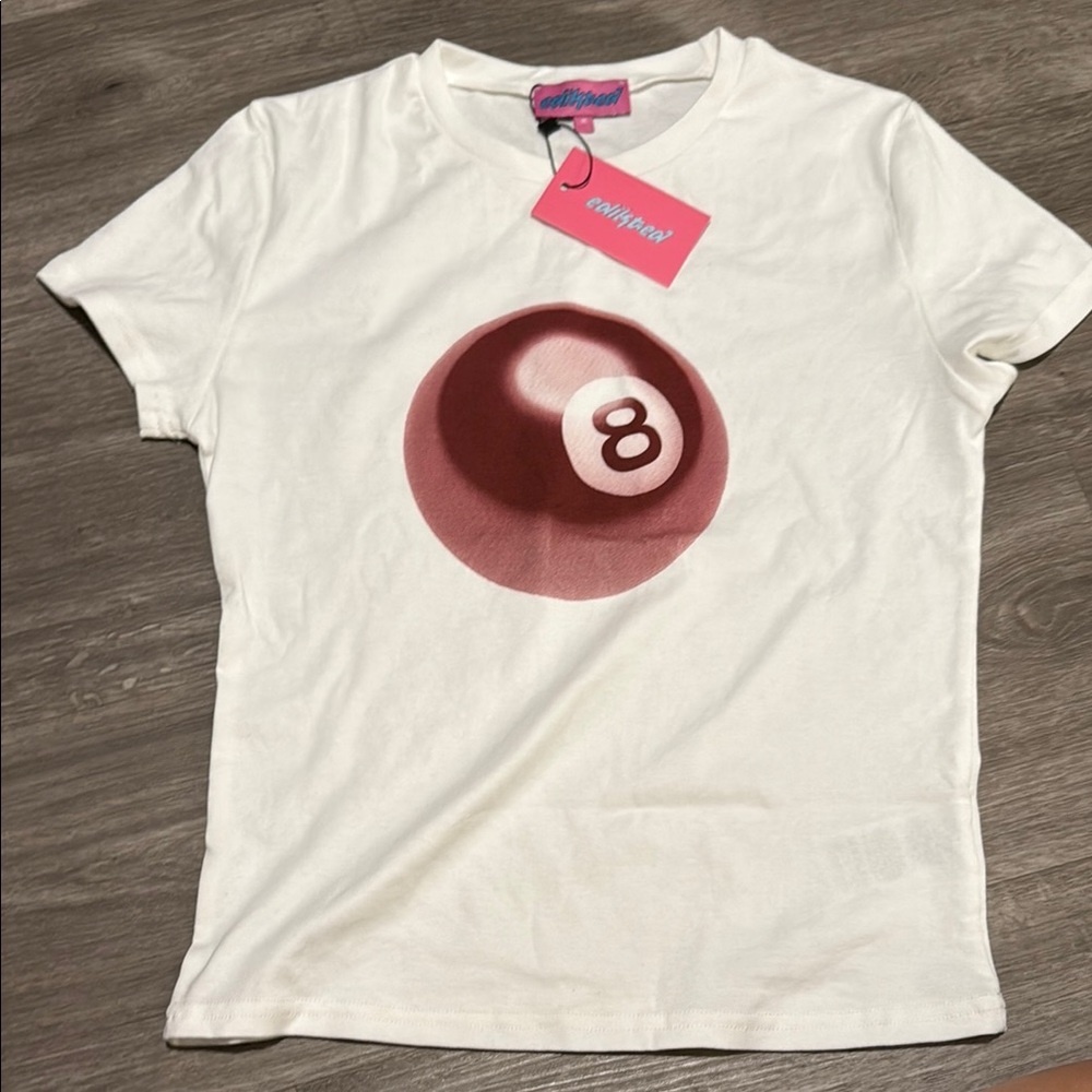 Edikted White 8 Ball Baby Tee